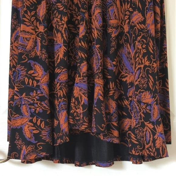 Free People Hello Lover Floral Print Long Puff Sleeve V-neck Tunic Top Black S - Picture 7 of 15